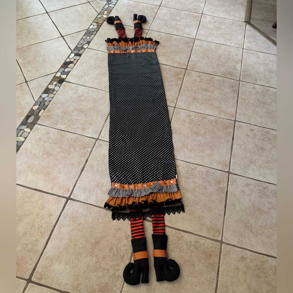 Grassland Road Halloween Witch Table Runner Legs Dangling Decor Black Orange